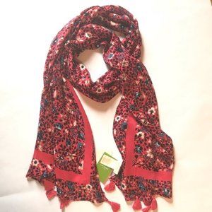 NWT Kate Spade Ditsy Vine Oblong Scarf Azalea Pink